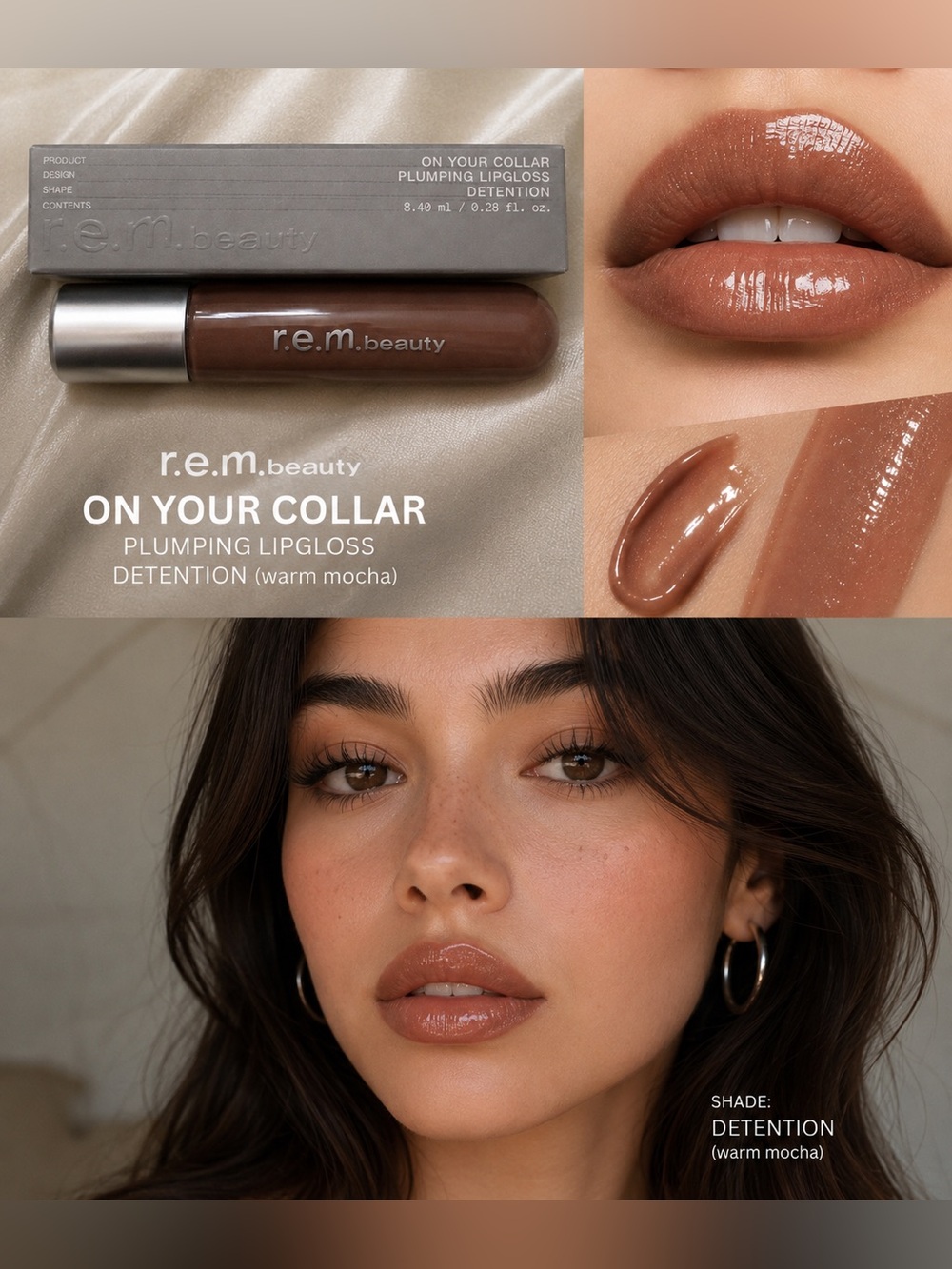 R.E.M beauty On your Collar plumping Lipgloss- shade - Detention NIB